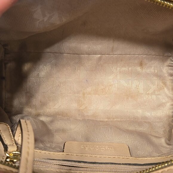 Hand Painted Purse Crossbody Bag Medium Messenger Saffiano Leather Gold Studded - Picture 13 of 14